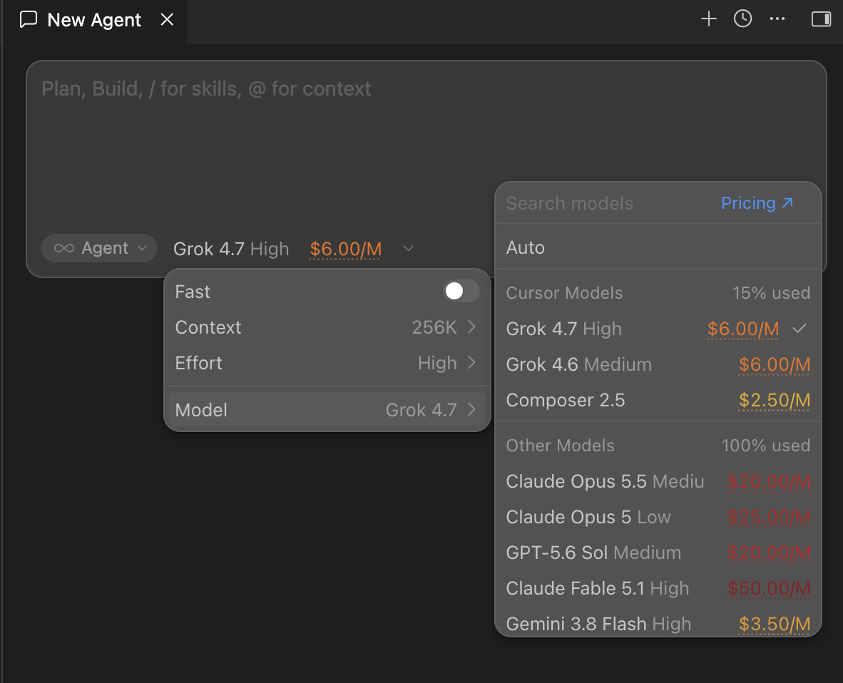 Model rates in the picker